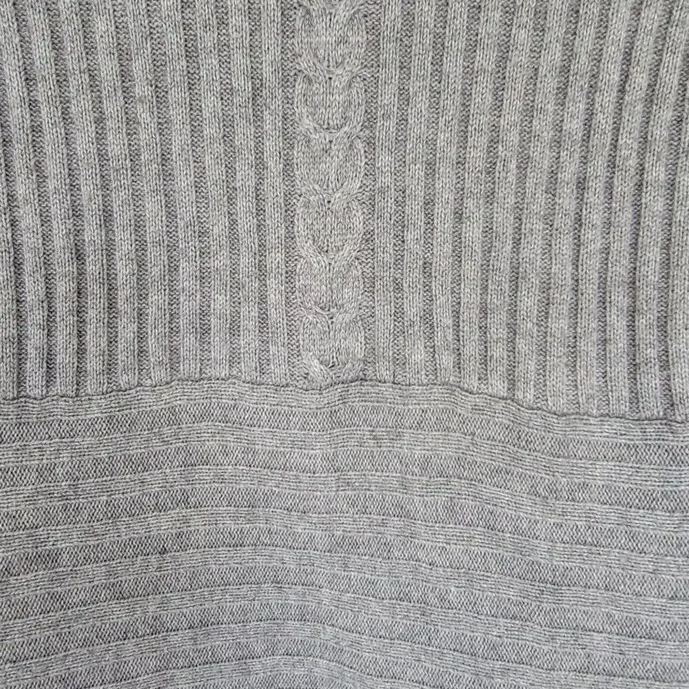 Autumn Cashmere Wool Asymmetric Open Front Cardigan Women M Gray Italian Yarn